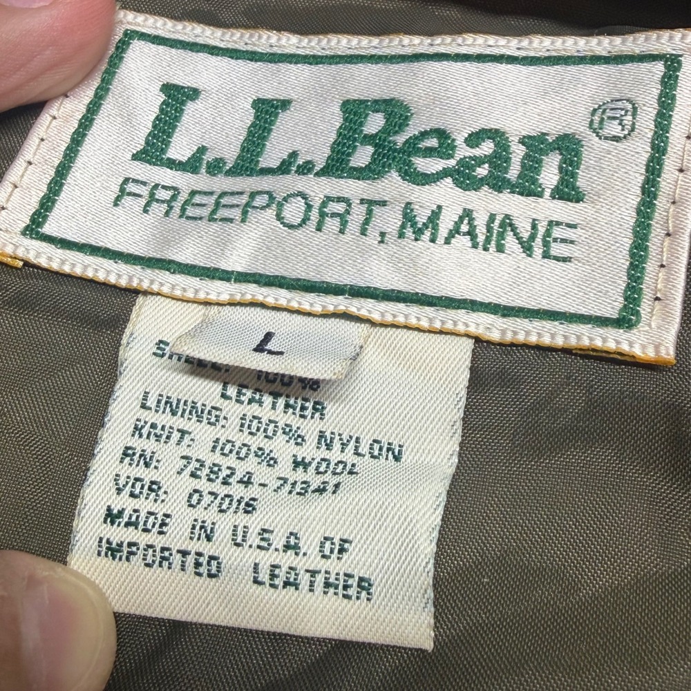 VTG LL Bean A2 Flight Jacket Mens Size L Brown Distressed Leather Bomber Jacket - Picture 7 of 11